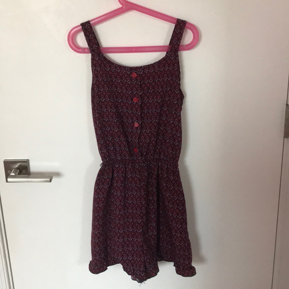Red navy and white romper